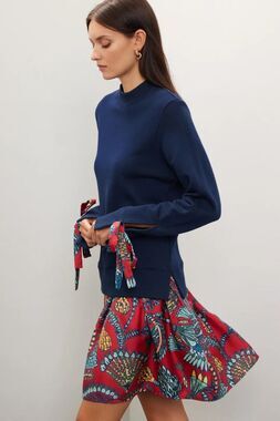 La DoubleJ Sporty Sweatshirt Dress in Navy Blue Red Small